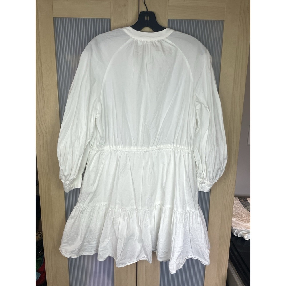 ASTR The Label White Ruffle Mini A-Line Dress S Cotton Puff Sleeve Casual Resort - Picture 6 of 7
